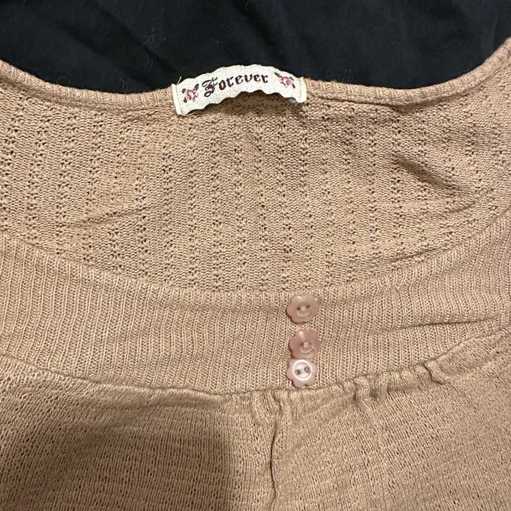 Whatever Forever Tan Knit Blouse